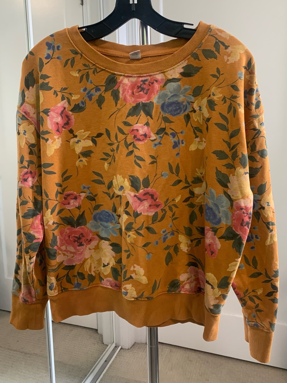 Old Navy Floral Crewneck Sweatshirt - medium Yellow, multicolor Floral